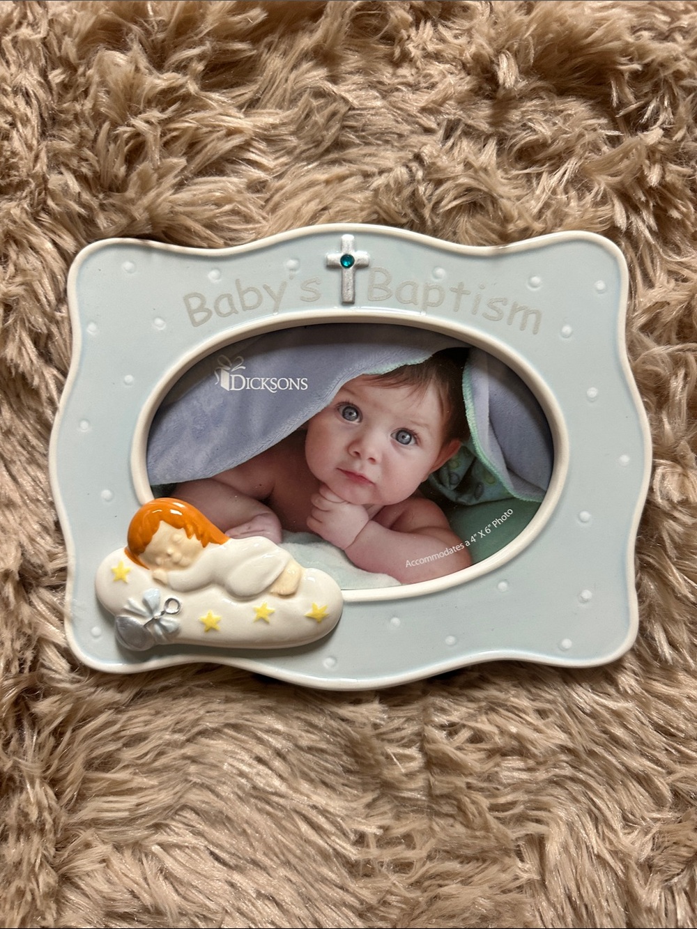 Baby's Baptism Blue Photo Frame